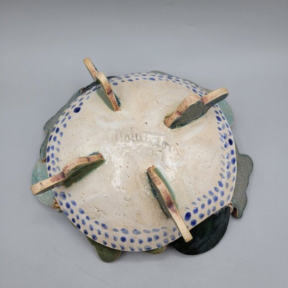 Handcrafted Studio Pottery Decorative Bowl Snake Details Footed One of a Kind - Picture 7 of 8